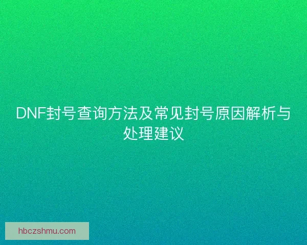 DNF封号查询方法及常见封号原因解析与处理建议